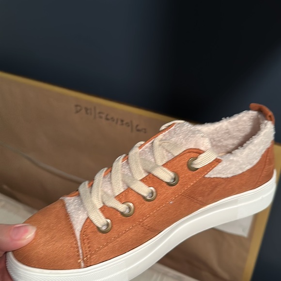 Tan Faux Suede Shearling Sneakers - Picture 3 of 3